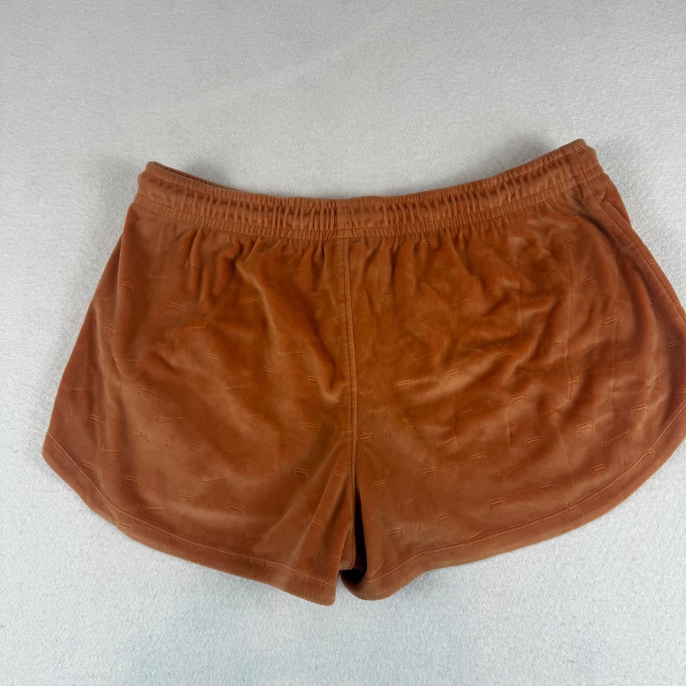 Nike Air Womens Velour Shorts Burnt Orange Embossed Logo Pockets Large - Picture 6 of 6